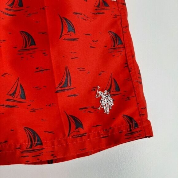 U.S. POLO Assn. Swim Trunks Board Shorts Sail Boat Print Red Men's Sz M - Picture 4 of 9